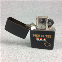 HARLEY-DAVIDSON "BORN IN THE USA" Matte Black Lighter (Zippo, c.1991)