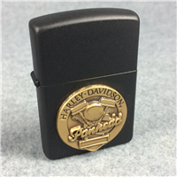 HARLEY-DAVIDSON PANHEAD Emblem Matte Black Lighter (Zippo, 1992) SEALED