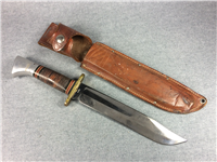 WESTERN USA L-46-8 Stacked Leather Fixed Blade Knife with Leather Sheath