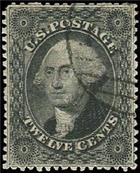 1857 12¢ Washington (USA Scott #36 black)