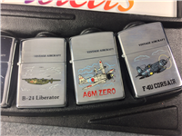 ZIPPO Vintage WWII Aircraft Set of 8 Lighters with Table Top Store Display (Zippo, 1992-1993)