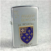 Vintage WELLINGTON 34th Infantry Regiment Brushed Chrome Engraved Lighter
