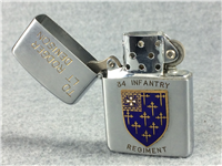 Vintage WELLINGTON 34th Infantry Regiment Brushed Chrome Engraved Lighter