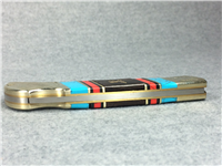 UNITED CUTLERY UC2770 Frontier Howling Wolf Hardwood & Turquoise Lockback Knife