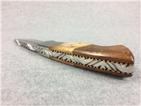 ADAM SHAW 7-7/8" Smooth Camel Bone & Wood Fixed-Blade Knife w/ Leather Sheath