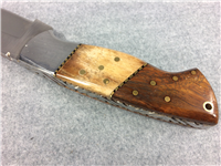 ADAM SHAW 7-7/8" Smooth Camel Bone & Wood Fixed-Blade Knife w/ Leather Sheath