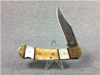 SANA CUTLERY Camel Bone & Pearl Damascus Lockback