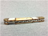 SANA CUTLERY Camel Bone & Pearl Damascus Lockback