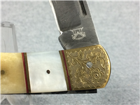 SANA CUTLERY Camel Bone & Pearl Damascus Lockback