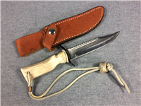 USA CUSTOM DESIGN SURVIVOR Fixed Blade Hunting Knife with Leather Sheath