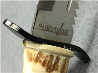 USA CUSTOM DESIGN SURVIVOR Fixed Blade Hunting Knife with Leather Sheath