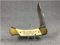 SCHRADE+ Limited Ed. THUNDERBIRD Scrimshaw Lockback Knife w/ Beaded Sheath
