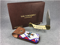 SCHRADE+ Limited Ed. THUNDERBIRD Scrimshaw Lockback Knife w/ Beaded Sheath