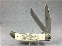SCHRADE USA Limited Ed SCRIMSHAW 261SC Bear 2-Blade Folding Hunter Knife