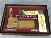 SCHRADE+ Limited Ed THE GOLD RUSH Commemorative Scrimshaw Lockback