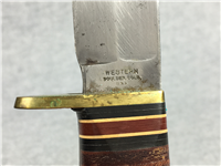 WESTERN USA L-46-5 Stacked Leather Fixed Blade Knife with Leather Sheath