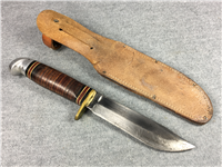 WESTERN USA L-46-5 Stacked Leather Fixed Blade Knife with Leather Sheath