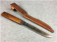 KUTMASTER Wood Fish Filet Hunting Skinning Knife with Leather Sheath
