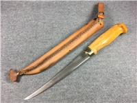 J. MARTTIINI Finland 10-3/4" Hand Ground Stainless Filet Knife w/ Leather Sheath