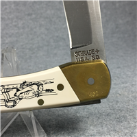 Rare 1980s SCHRADE Scrimshaw SUNDANCE Limited Ed. Lockblade Knife w/ Beaded Sheath