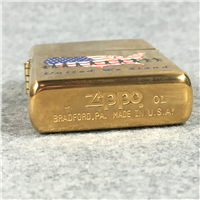 UNITED WE STAND FLAG USA Polished Brass Lighter (Zippo, 2001) SEALED