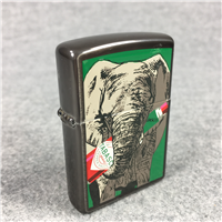 Rare ELEPHANT WITH TABASCO SAUCE Polished Gray Lighter (Zippo, 1997)