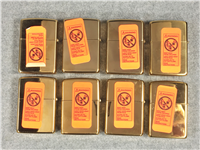 ANHEUSER-BUSCH Set of 8 Brass Lighters w/ Table Top Store Display (Zippo, 1993)