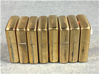 ANHEUSER-BUSCH Set of 8 Brass Lighters w/ Table Top Store Display (Zippo, 1993)