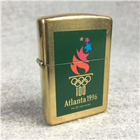 ATLANTA 1996 OLYMPICS TORCH LOGO Polished Brass Lighter & Keychain Set (Zippo, 1995)