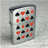 CARD SUITS Etched Brushed Chrome Lighter (Zippo, 20374, 2004)