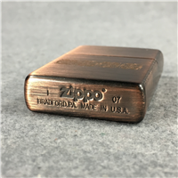 FRONT LASER ETCHED SCROLL Darkened Brushed Copper Lighter (Zippo, 2007)