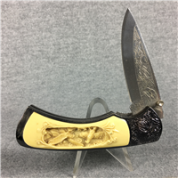 WILDLIFE BALD EAGLE Single Blade Etched Folding Collectors Knife