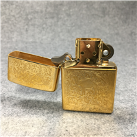 Camel WESTERN ETCH 22k Gold Plated Double Sided Lighter in Gift Tin (Zippo,1996)