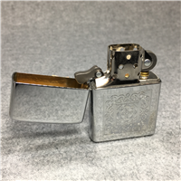 LASER ENGRAVED SQUARE FLOURISH Polished Chrome Lighter (Zippo, 2000)