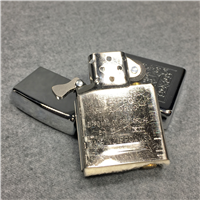 LASER ENGRAVED SQUARE FLOURISH Polished Chrome Lighter (Zippo, 2000)