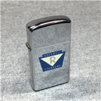 Vintage ROCKWELL STANDARD Polished Chrome Slim Advertising Lighter (Zippo 1965)