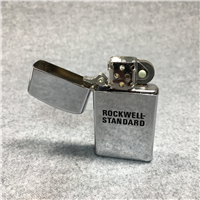 Vintage ROCKWELL STANDARD Polished Chrome Slim Advertising Lighter (Zippo 1967)