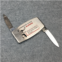 ZIPPO Lobster-Style Brushed Chrome Advertising Pocket Knife with Nail File