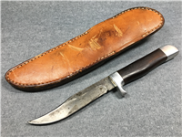RON FRAZIER One-of-a-Kind Handmade 10" Wood Clip-Point Hunting Knife with Sheath
