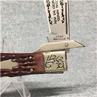 COAL MINERS UNITED WE WIN Star 3340-C Limited Edition Jigged Bone Cheetah Lockback Knife