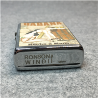 RONSON WIND II Habana Cuban Cigar Hecho a Mano Pinup Polished Chrome Lighter