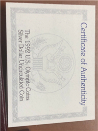 1992-D XXV Olympic Uncirculated Silver Dollar