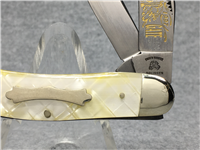 1997 FIGHT'N ROOSTER White celluloid handle with diamond pattern HEAVENS GATE Stockman