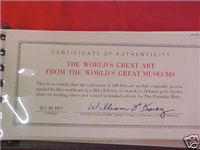 100 Greatest Works of Art from the World's Great Museums Medals   (Franklin Mint)