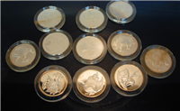 1972 Franklin Mint Sterling Silver East African Wildlife Society Official Big Game Animals Medals Collection 
