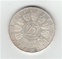AUSTRIA 1963 25 Schilling Prince Eugen von Savoyen Commemorative Coin 1663-1736