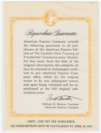1975 Franklin Mint Sterling Silver American Express Treasury Of Presidential Medals Collection 