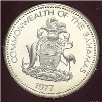 (KM-76a) BAHAMAS ISLANDS 1977 $10 Sterling Silver Proof