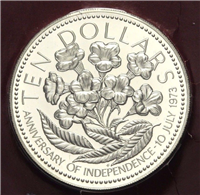 (KM-76a) BAHAMAS ISLANDS 1977 $10 Sterling Silver Proof