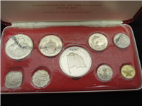 BAHAMAS 1975  9 Coins Silver Proof Set 